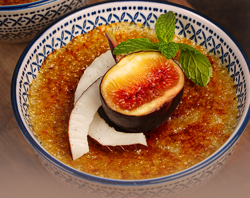 Coconut Matcha brulee